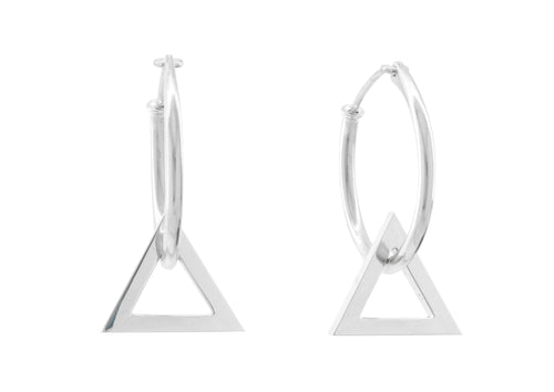 E3 Open Triangle Hoop Earrings, Sterling Silver