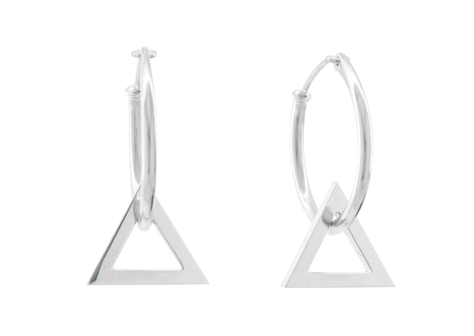 E3 Open Triangle Hoop Earrings, Sterling Silver