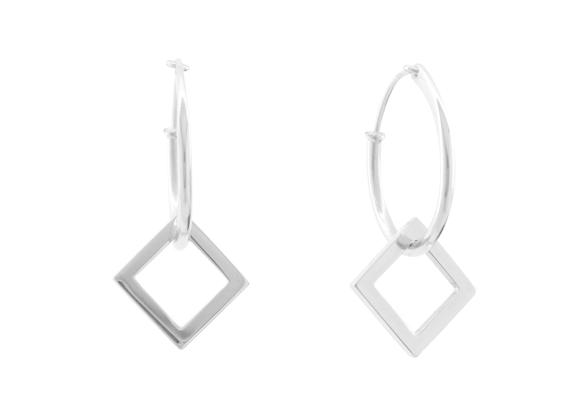 E4 Open Square Hoop Earrings, Sterling Silver