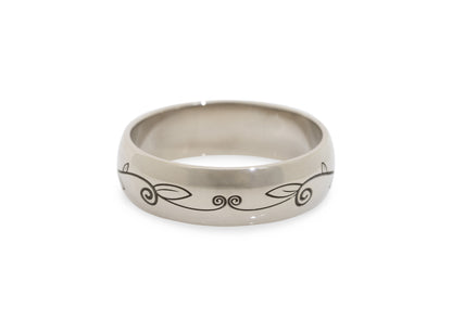 Classic Engraved Vine Band, White Gold