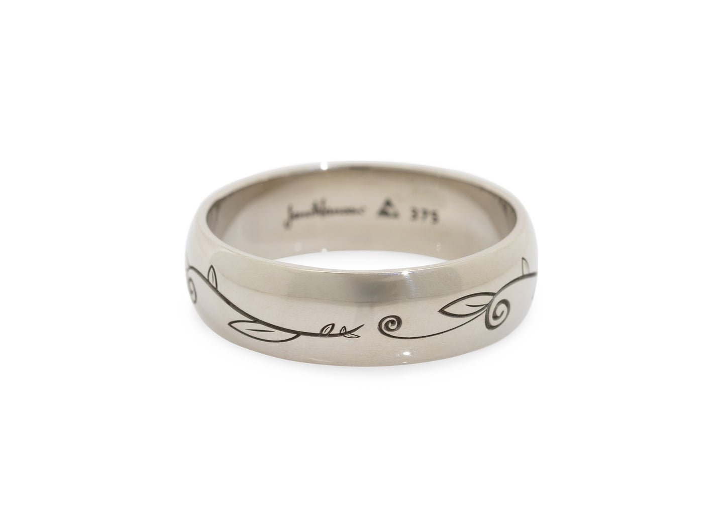 Classic Engraved Vine Band, White Gold
