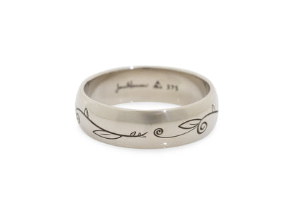 Classic Engraved Vine Band, White Gold
