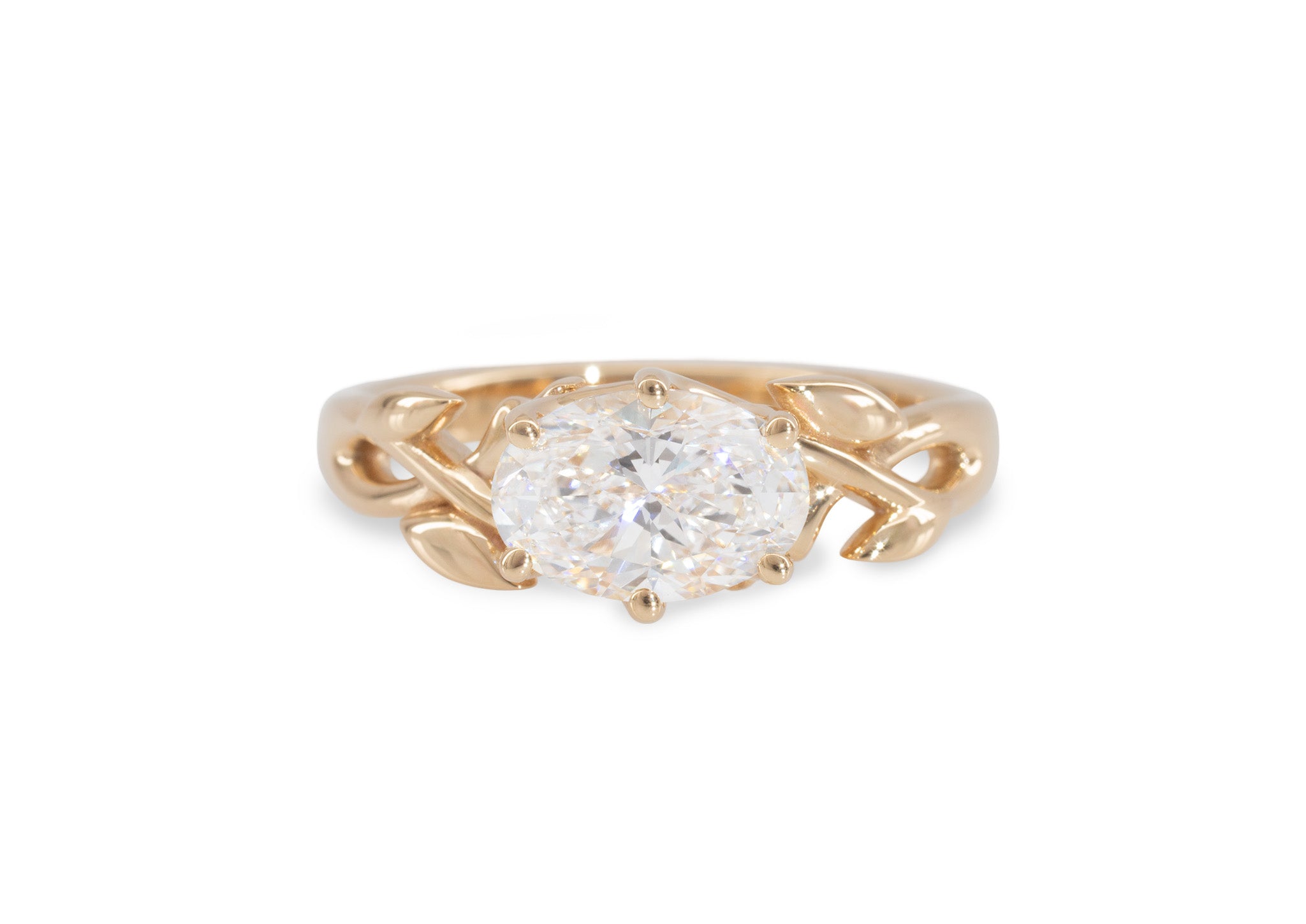 J3340 2-carat Oval Solitaire Vine Engagement Ring, Red Gold – Jens