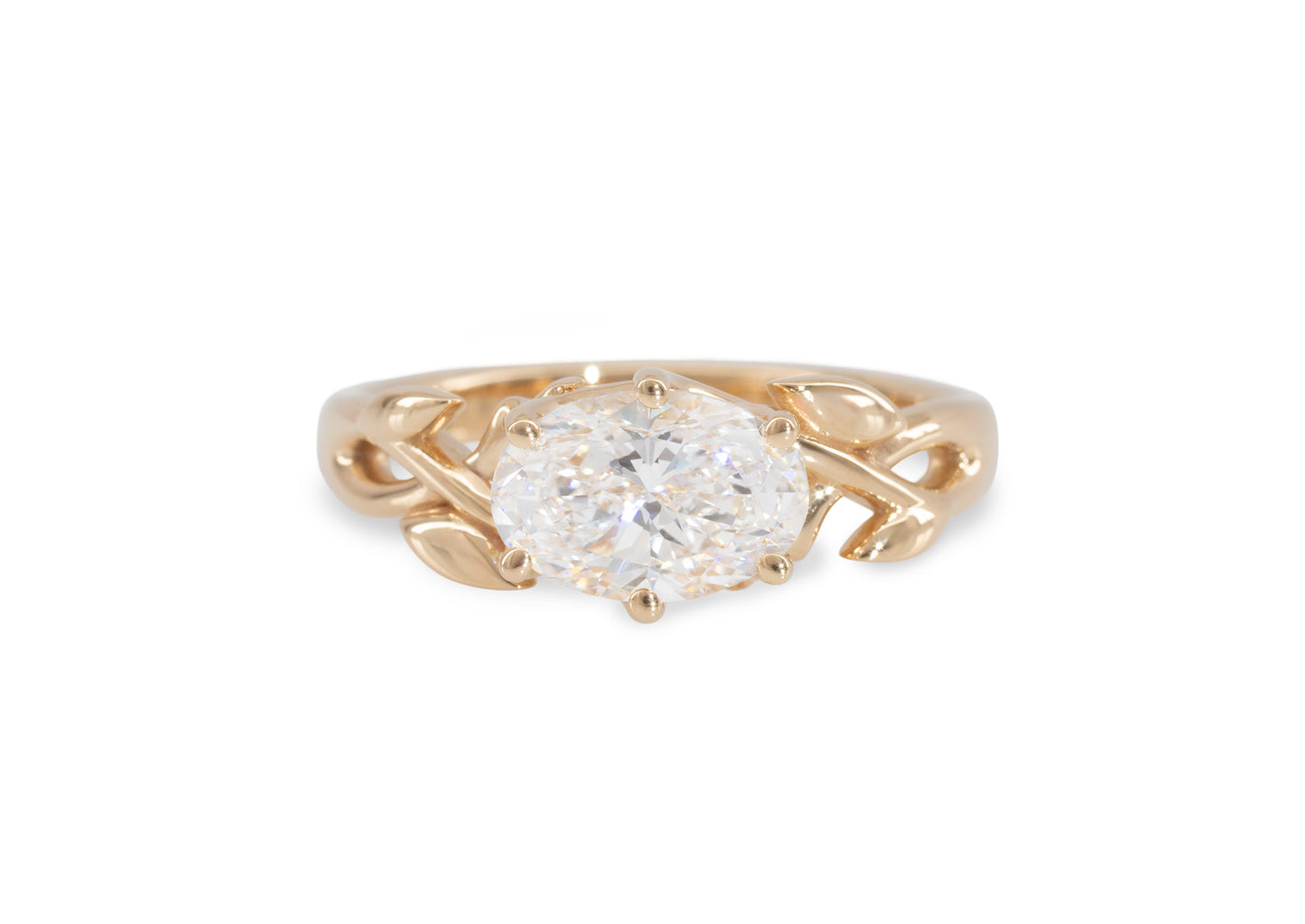 J3340 2-carat Oval Solitaire Vine Engagement Ring, Red Gold