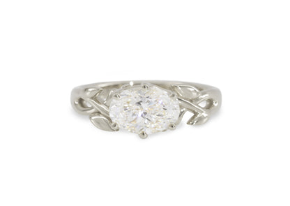 J3340 2-carat Oval Solitaire Vine Engagement Ring, White Gold & Platinum