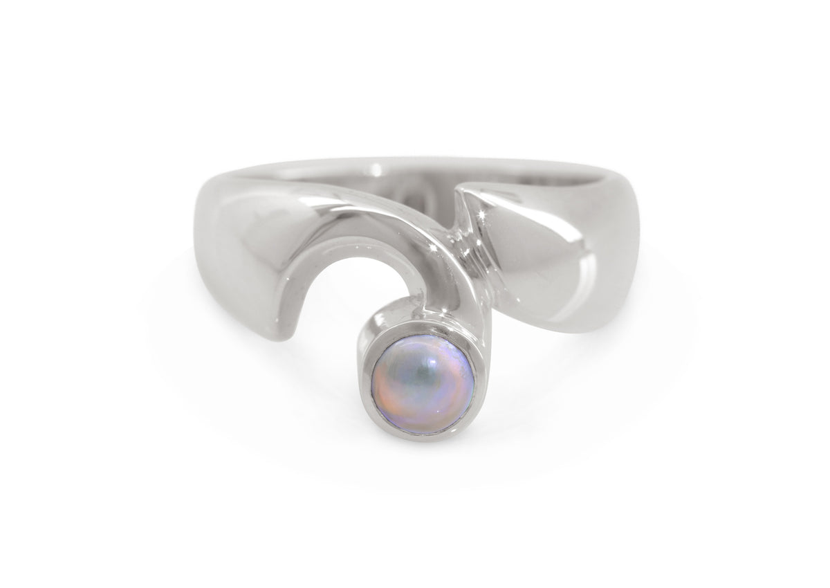 JW159 Paua Pearl Ring, White Gold & Platinum