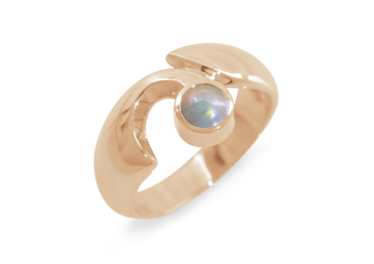 JW159 Paua Pearl Ring, Red Gold