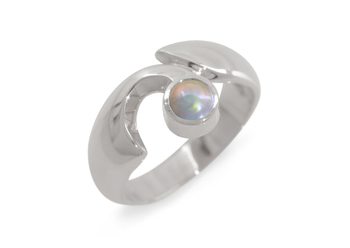 JW159 Paua Pearl Ring, White Gold & Platinum