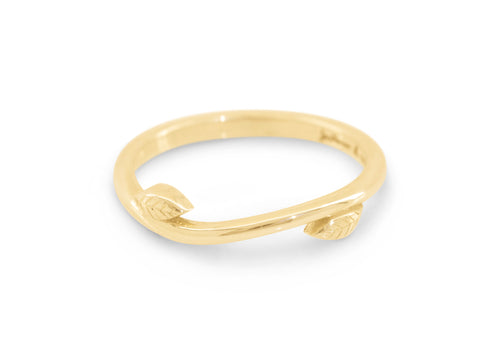 Simple Elvish Vine Wedding Band, Yellow Gold