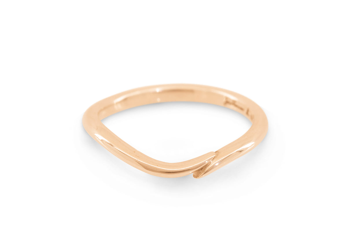 Simple Elvish Wedding Band, Red Gold