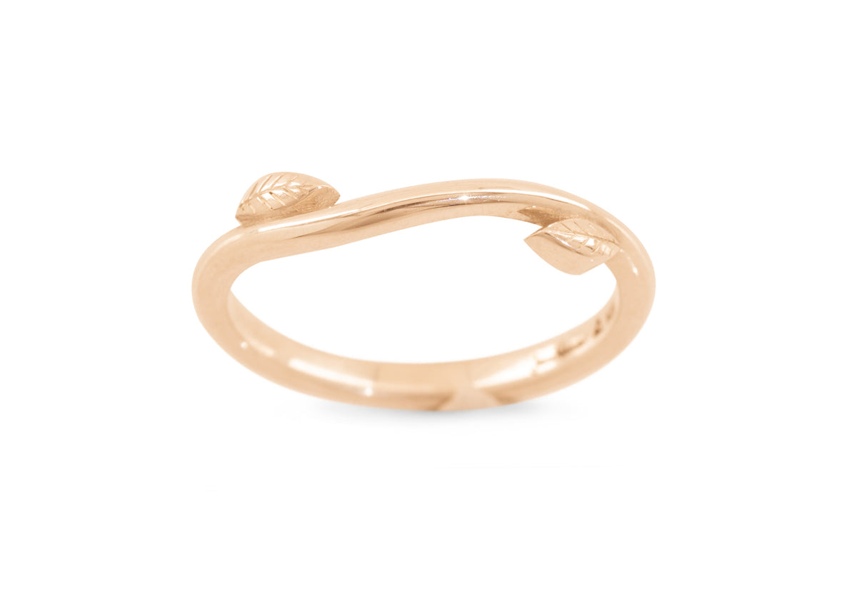 Simple Elvish Vine Wedding Band, Red Gold