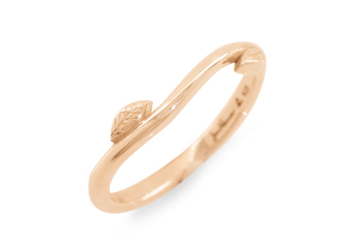 Simple Elvish Vine Wedding Band, Red Gold