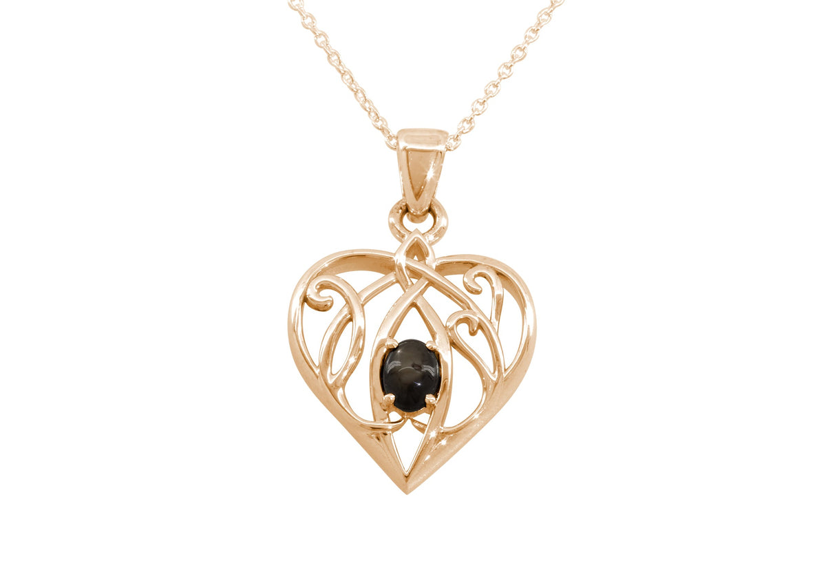 Elvish Gemstone Heart Pendant without Leaves, Red Gold