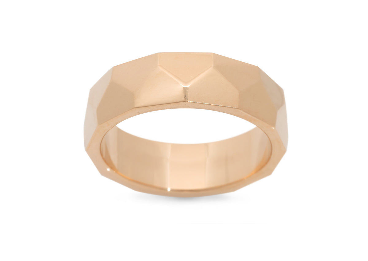 Faceted Wide Band,  Red Gold