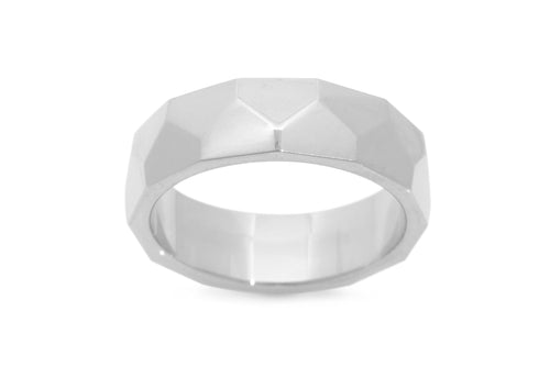 Faceted Wide Band,  Sterling Silver