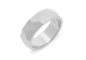 Faceted Wide Band,  Sterling Silver
