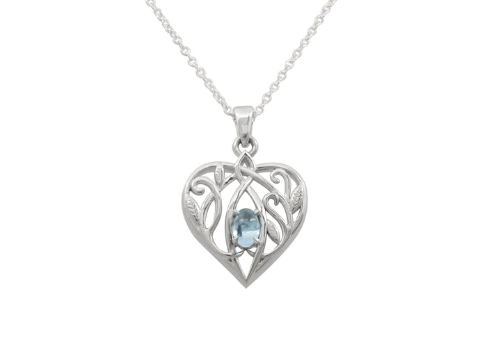 Elvish Gemstone Heart Pendant, Sterling Silver
