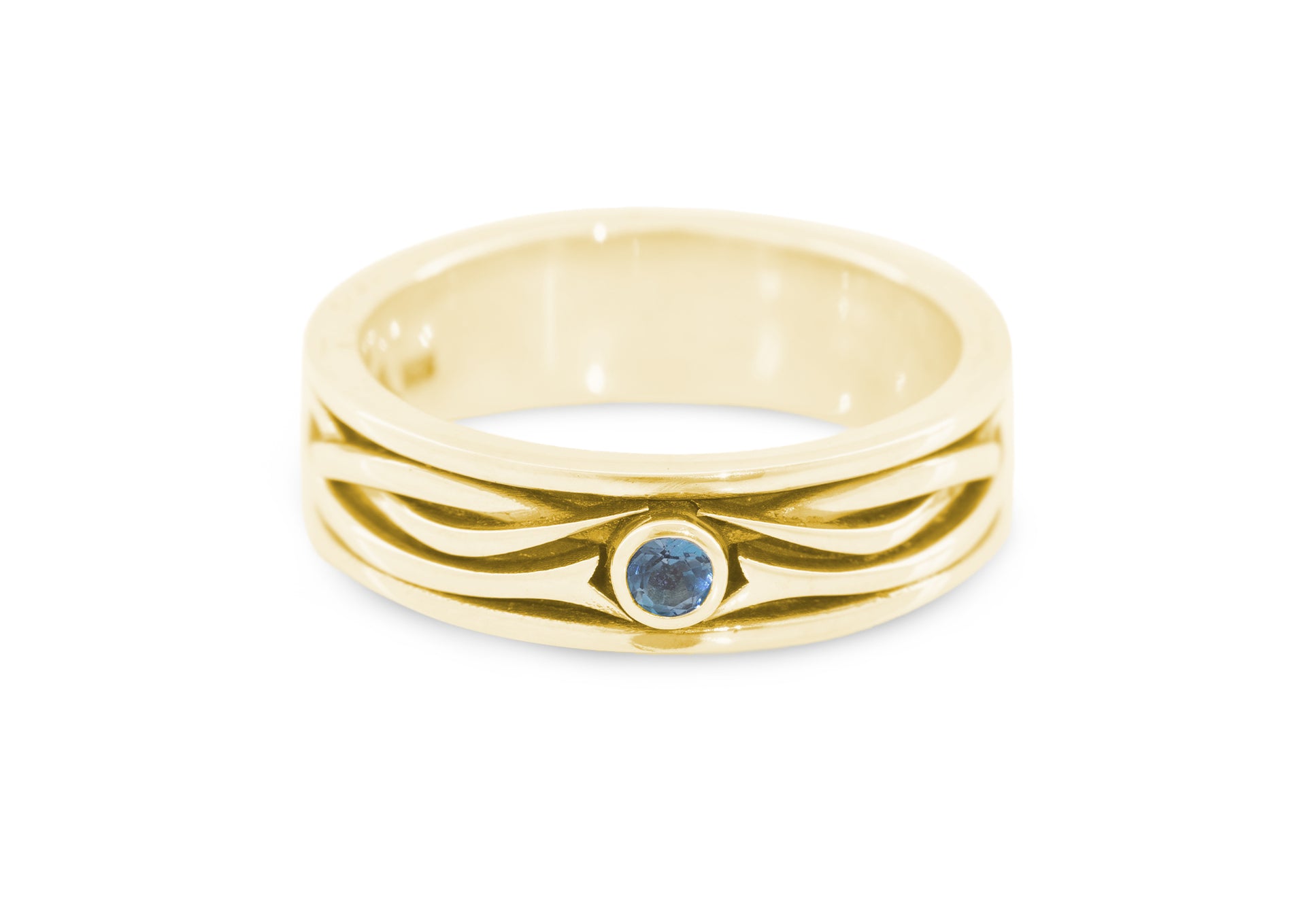 Patterned Gemstone Elvish Woodland Ring, Yellow Gold