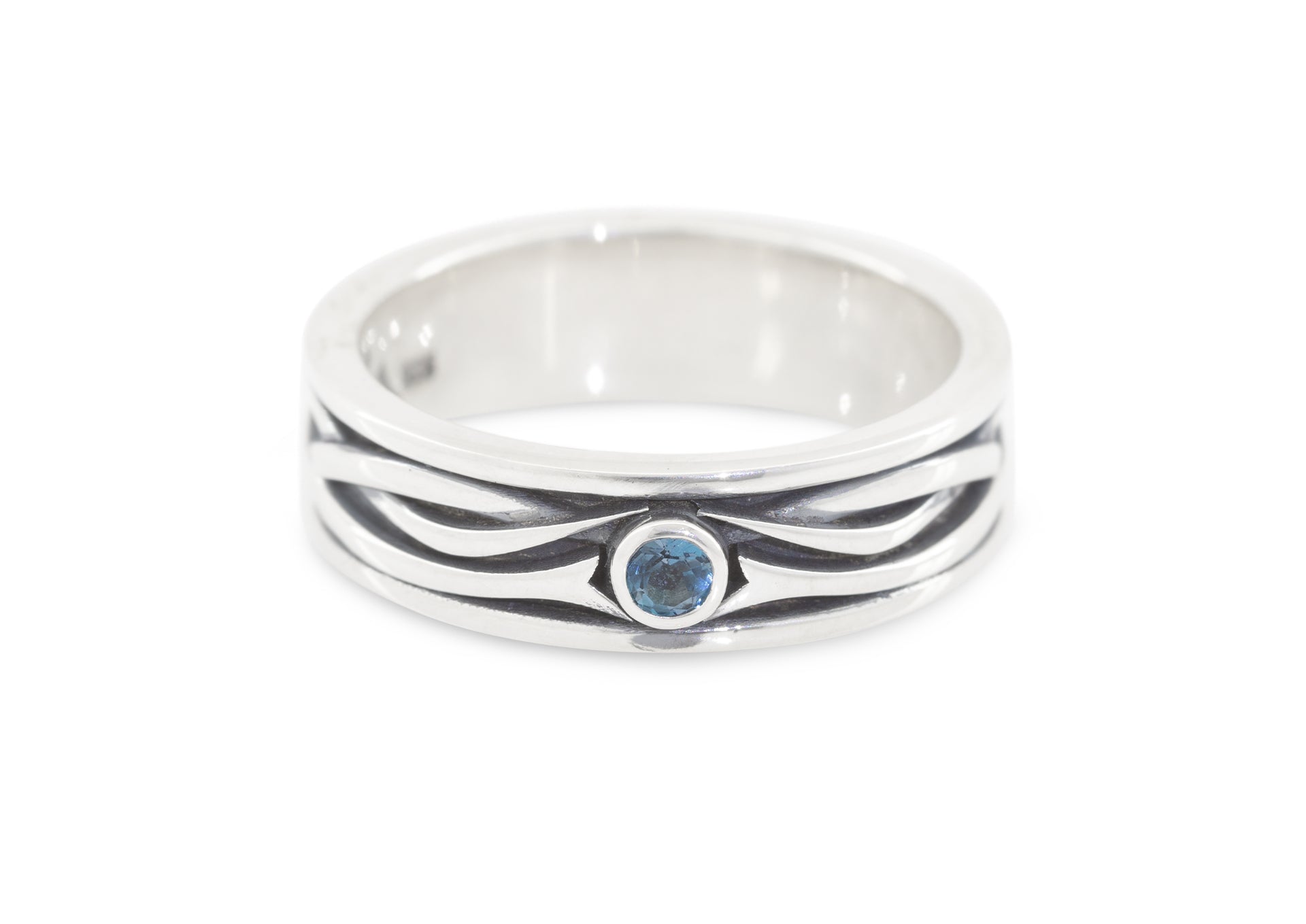 Patterned Gemstone Elvish Woodland Ring, Sterling Silver