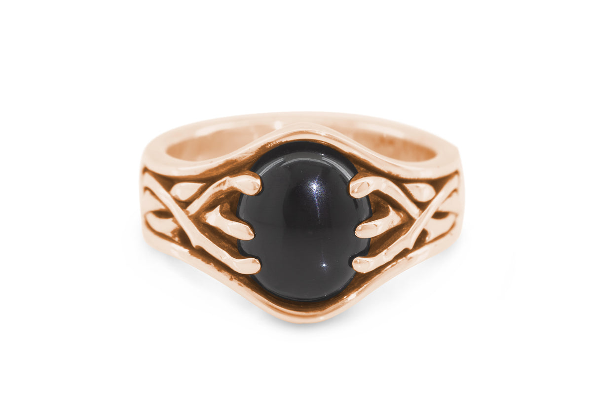 Elvish Woodland Gemstone Signet Style Ring, Red Gold