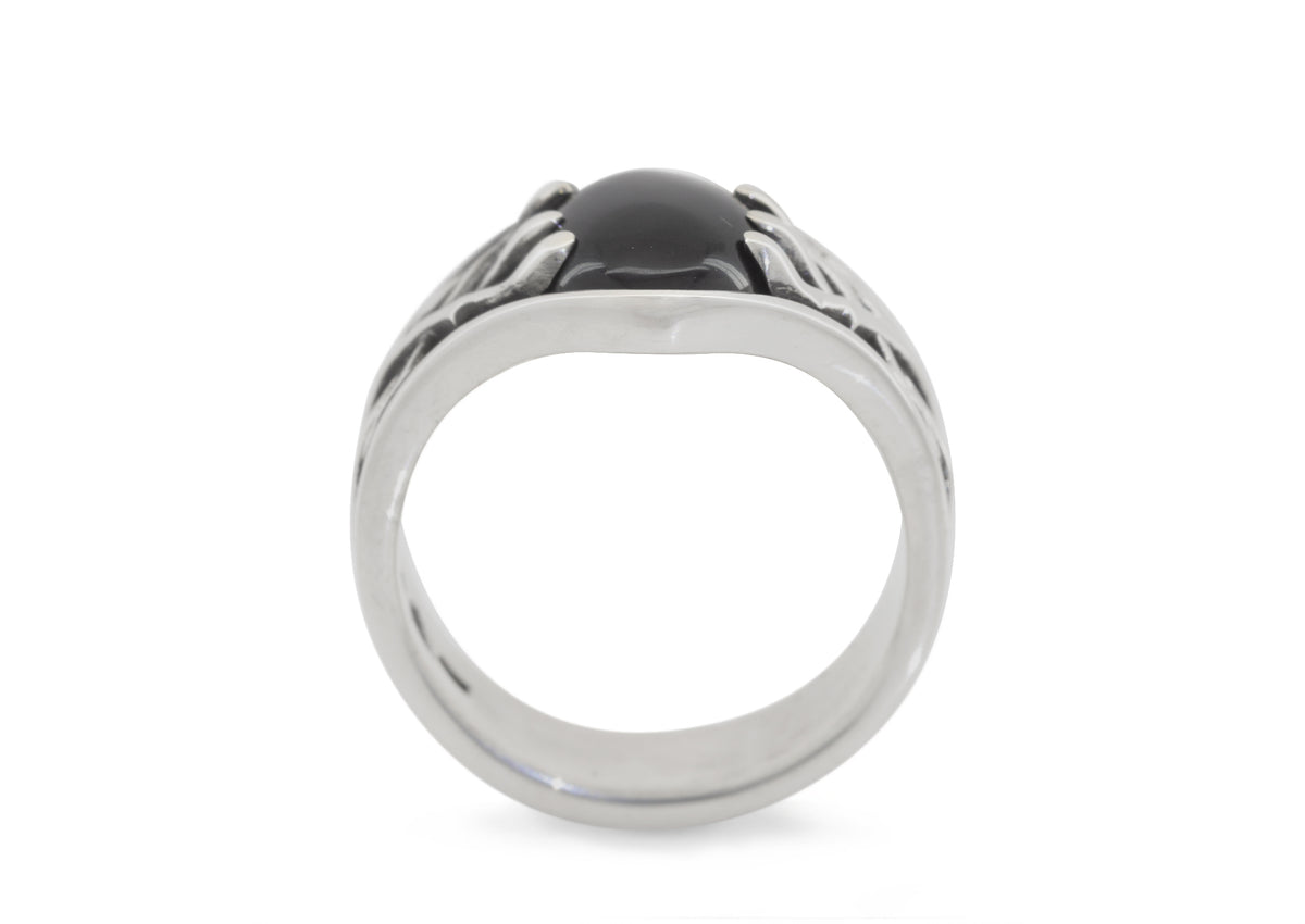 Elvish Woodland Gemstone Signet Style Ring, White Gold & Platinum