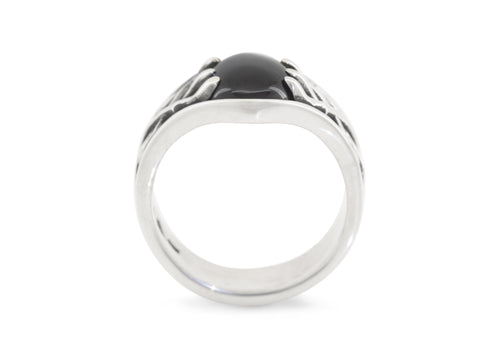 Elvish Woodland Gemstone Signet Style Ring, Sterling Silver