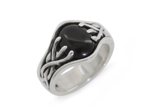 Elvish Woodland Gemstone Signet Style Ring, White Gold & Platinum