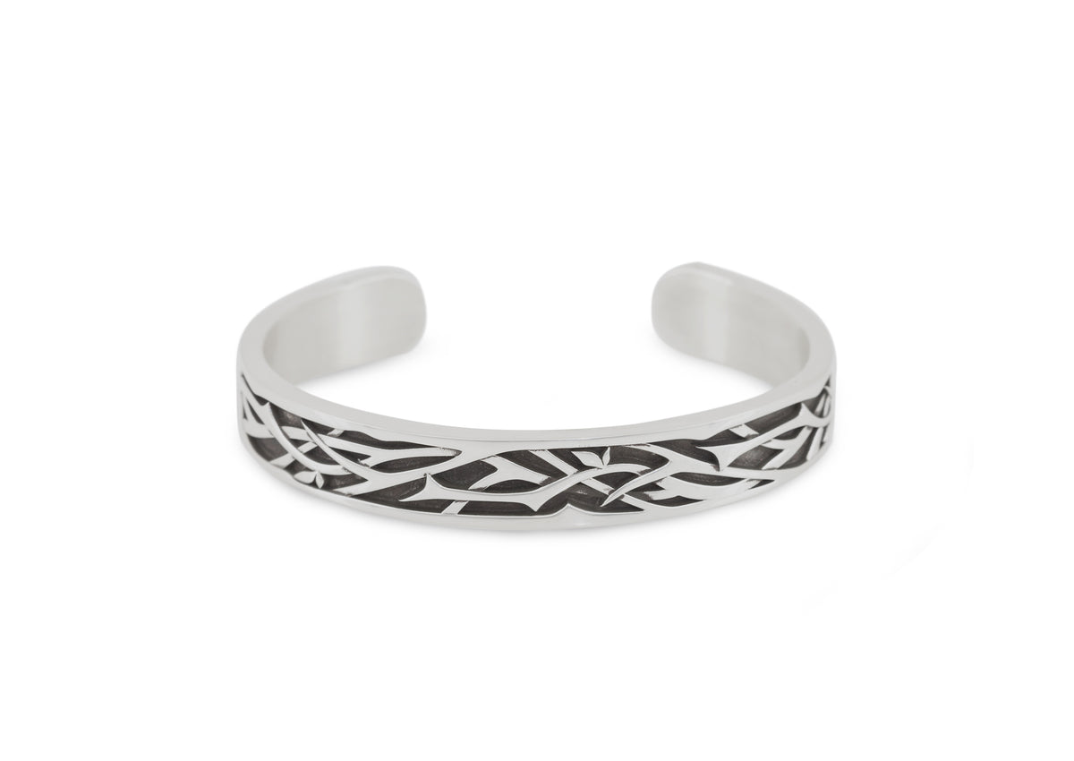 Elvish Woodland Cuff Bangle, White Gold & Platinum