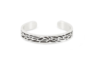 Elvish Woodland Cuff Bangle, Sterling Silver