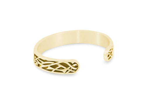 Elvish Woodland Cuff Bangle, Yellow Gold