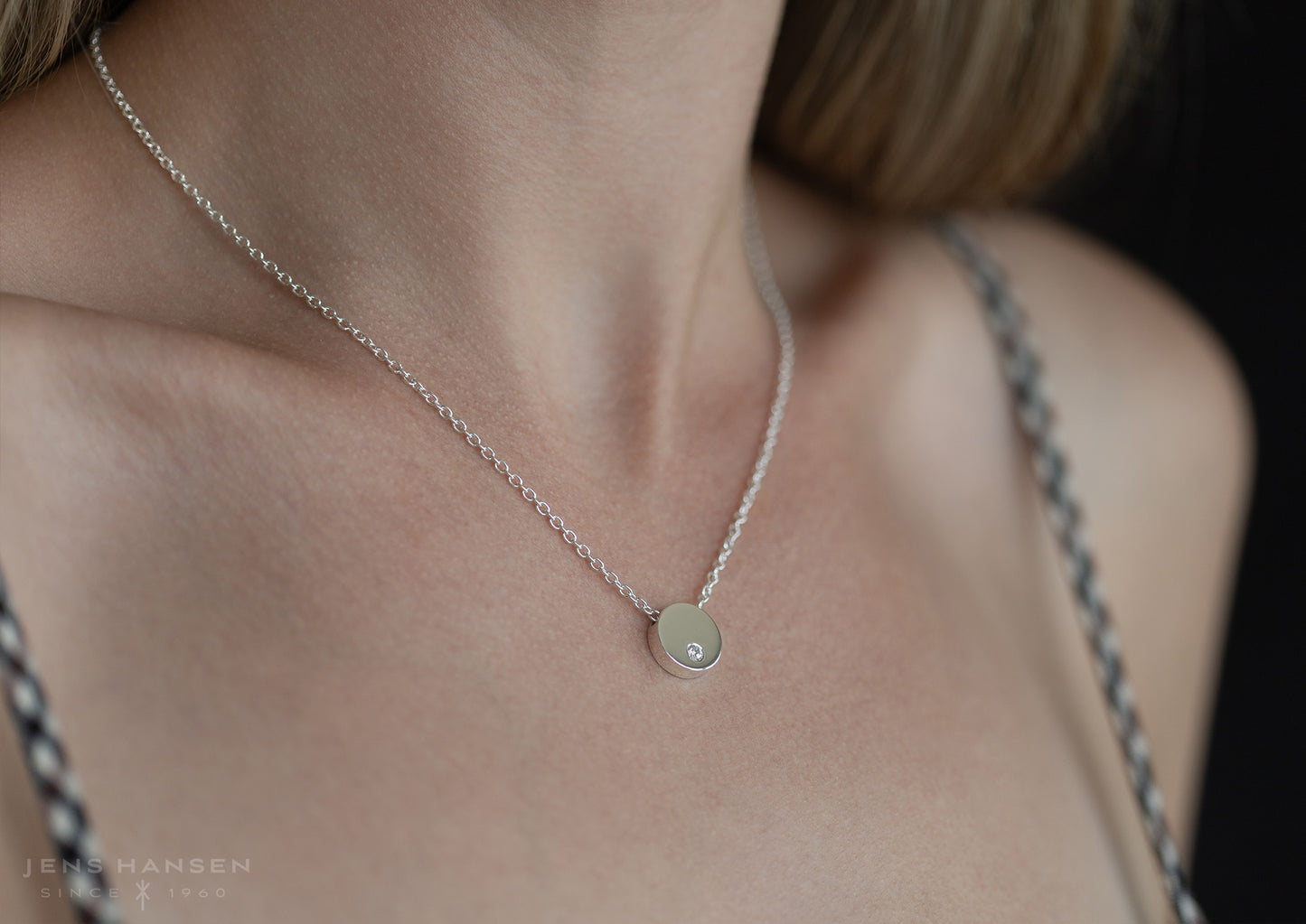 Round Love Stories Diamond Pendant, White Gold