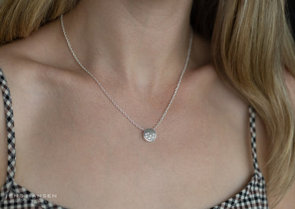 Round Love Stories Scattered Diamond Pendant, White Gold