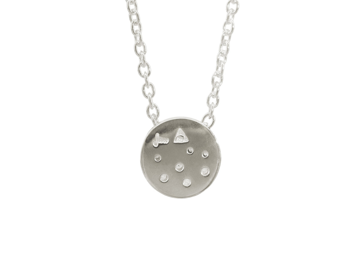 Round Love Stories Scattered Diamond Pendant, White Gold