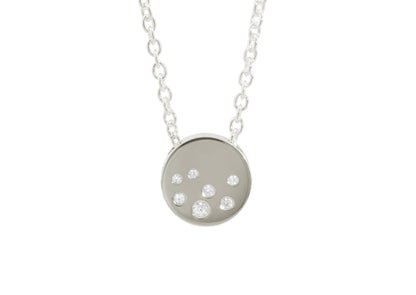Round Love Stories Scattered Diamond Pendant, White Gold