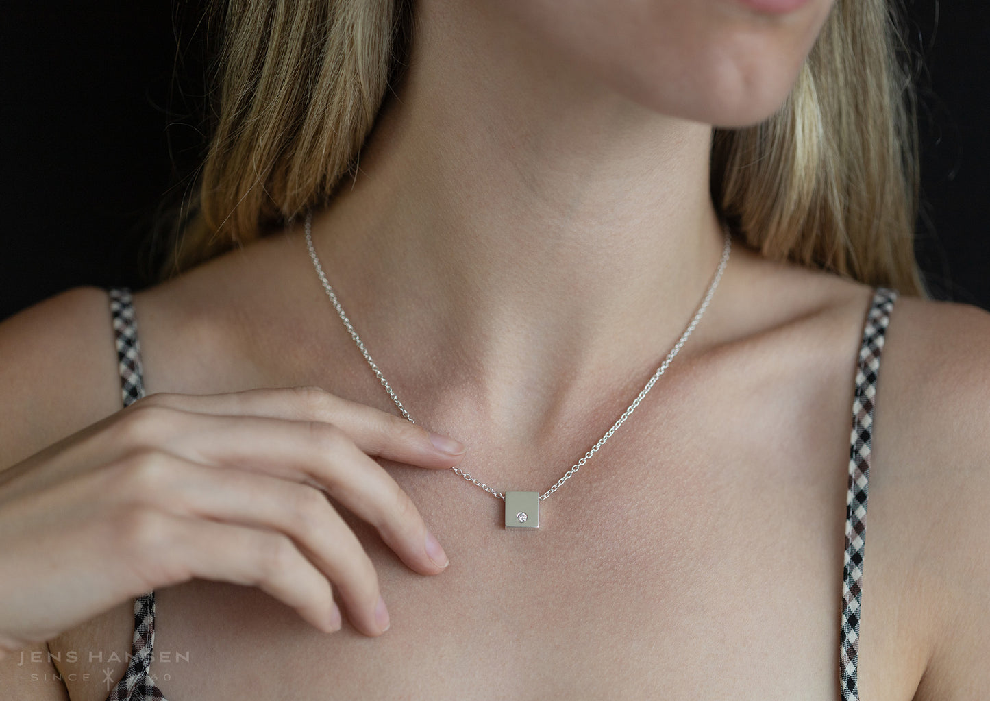 Square Love Stories Diamond Pendant, White Gold