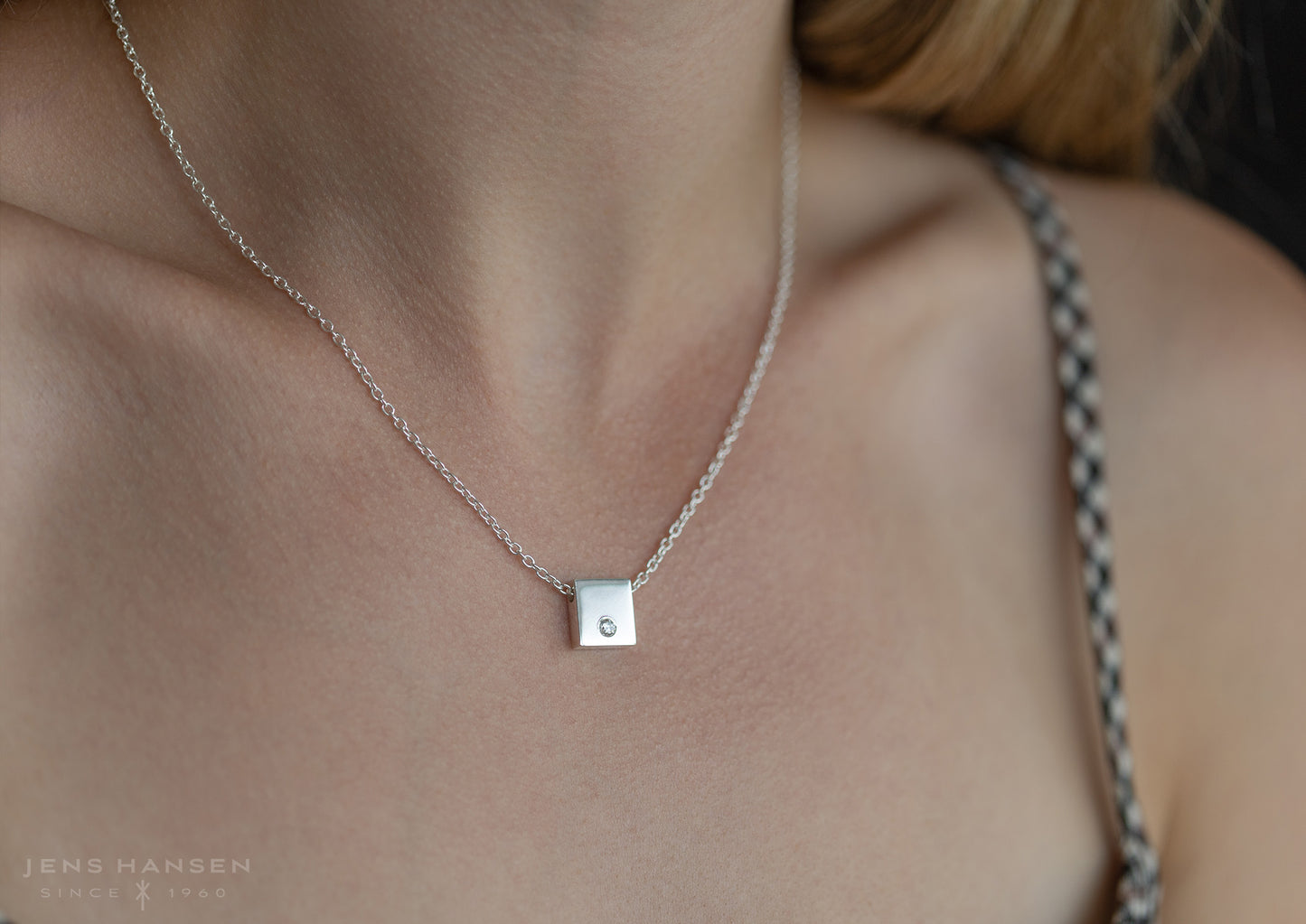 Square Love Stories Diamond Pendant, White Gold
