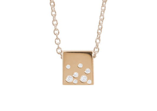 Square Love Stories Scattered Diamond Pendant, Red Gold