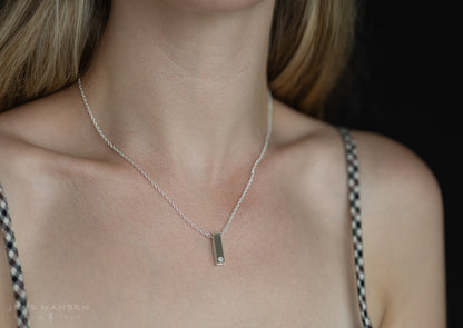 Rectangle Love Stories Diamond Pendant, White Gold