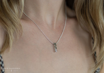 Rectangle Love Stories Scattered Diamond Pendant, White Gold