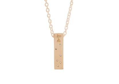 Rectangle Love Stories Scattered Diamond Pendant, Red Gold