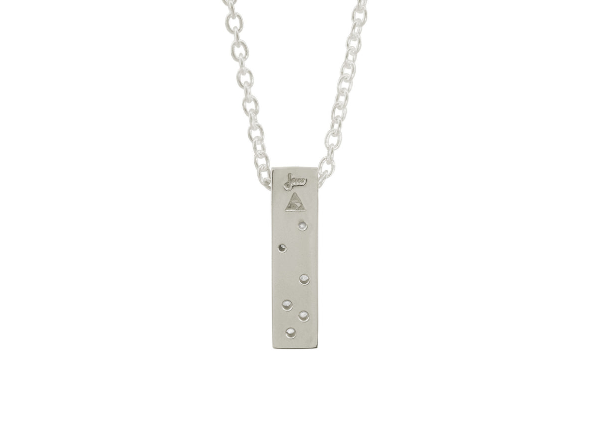 Rectangle Love Stories Scattered Diamond Pendant, White Gold