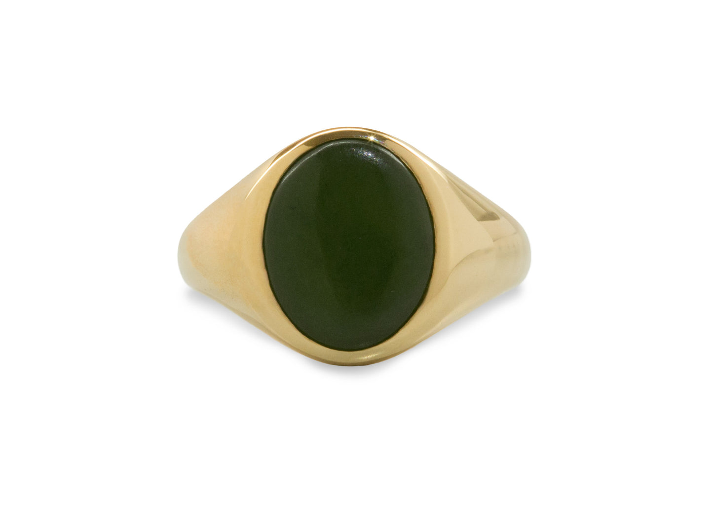 Oval Greenstone Signet Ring, Yellow Gold
