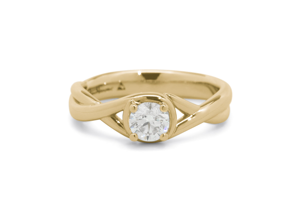 Solitaire Diamond Vine Ring, Yellow Gold