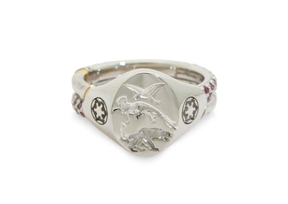 Prehistoric Sci-Fi Inspired Signet Ring, Platinum & Yellow Gold