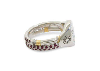 Prehistoric Sci-Fi Inspired Signet Ring, Platinum & Yellow Gold