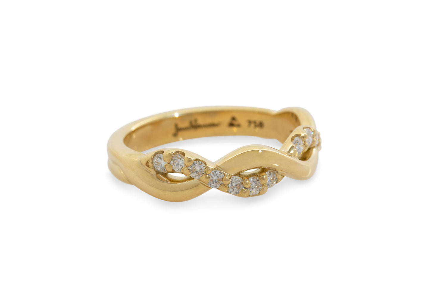 Woven Diamond Wedding Band, Yellow Gold