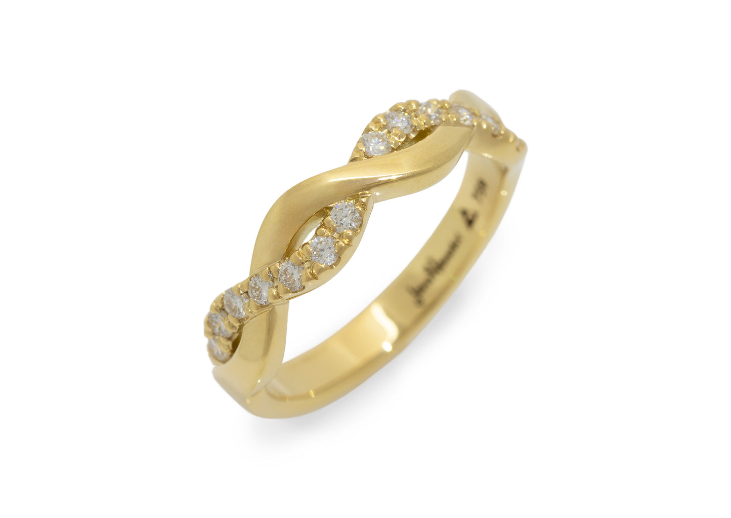 Woven Diamond Wedding Band, Yellow Gold