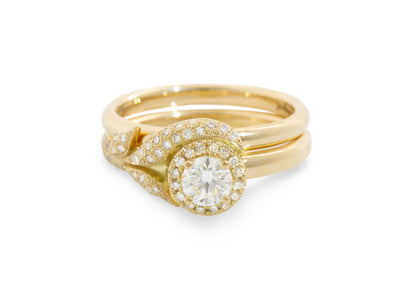 Flower Stem Engagement Ring, Yellow Gold