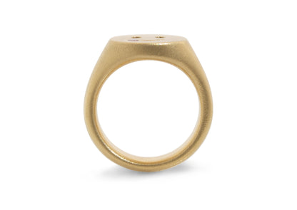 Pink Diamond Emoji Signet Ring, Yellow Gold