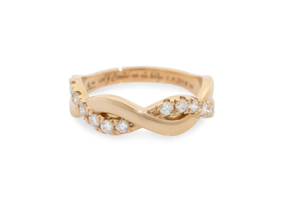 Woven Diamond Wedding Band, Red Gold